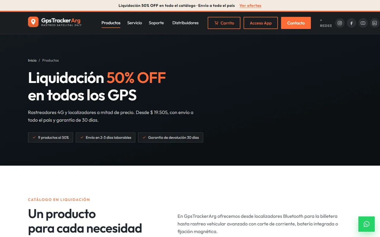 Listado de equipos GPS.